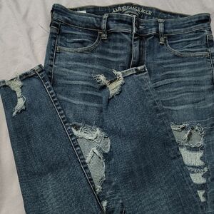 Blue Skinny Distressed Jeans with Rips